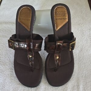 Mootsies Tootsies Dark Brown "Stretch"  Thong Sandals